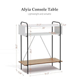 Furniture of America Alyia Modern 36 inch High Console Table with Storage Shelves and Metal Frame Legs for Living Room, Entryway, Hallway, Office, Corridor, Foyer, White Pure & Distressed Oak Furniture of America