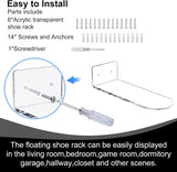 Alitamei Acrylic Floating Shoe Rack (Set of 6) Wall Mount Display Shoe Rack Transparent Storage Rack for Home Use Sneaker Display Rack with Screws and Anchors Alitamei