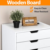 Saicool 5 Drawer Chest Storage Cabinet Dresser, Wood Nightstand, Mobile Organizer Drawers for Office Bedroom Hallway Entryway Closets,White Saicool