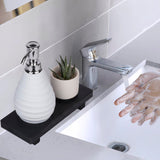 Small Wood Tray Pedestal Stand Farmhouse Bathroom Decor Decorative Wooden Riser Kitchen Soap Dish Holder for Vanity, Counter, Sink, Black zoocatia