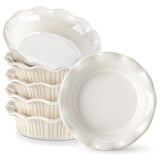 vancasso Mini Pie Pans Set of 6, 5.2 Inch Ceramic Deep Dish Pie Plates with Ruffled Edge for Baking, Microwave & Oven Safe, White vancasso