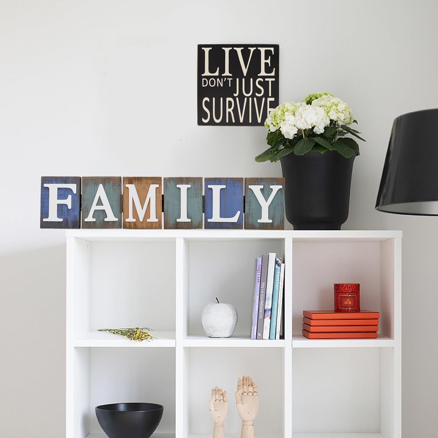 Wooden Home Sign Table Top Decor Decorative Letters Signs Freestanding Family Word Block Rustic Tabletop Centerpiece for Shelf Fireplace Mantel Farmhouse Kitchen Living Room (family) - WoodArtSupply