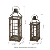 Glitzhome Farmhouse Oversized Wood Metal Lanterns Decorative Hanging Candle Lanterns Set of 2, Black (No Glass) Glitzhome