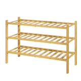Kitsure Bamboo Wooden Shoe Rack for Closet - Stackable Shoe Organizer with Modular Structure, Space-Saving Shoe Shelf for Entryway, Living Room, Bedroom, 26.8" x 11" x 18.9", Natural Kitsure