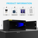 Sdstone Safe Box with Sensor Light,Hidden Safe Box with Key & Digital Lock for Home and Company. Electronic Security Safe Box Wall or Cabinet Fixed Design, 0.4 Cubic Feet Sdstone