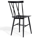 COSTWAY Dining Chair Set of 2, Farmhouse Windsor Chairs Dining Room Chairs with Spindle Back and Sturdy Metal Construction, Kitchen Side Chairs for Living Room Restaurant, Black (Height 17'') COSTWAY