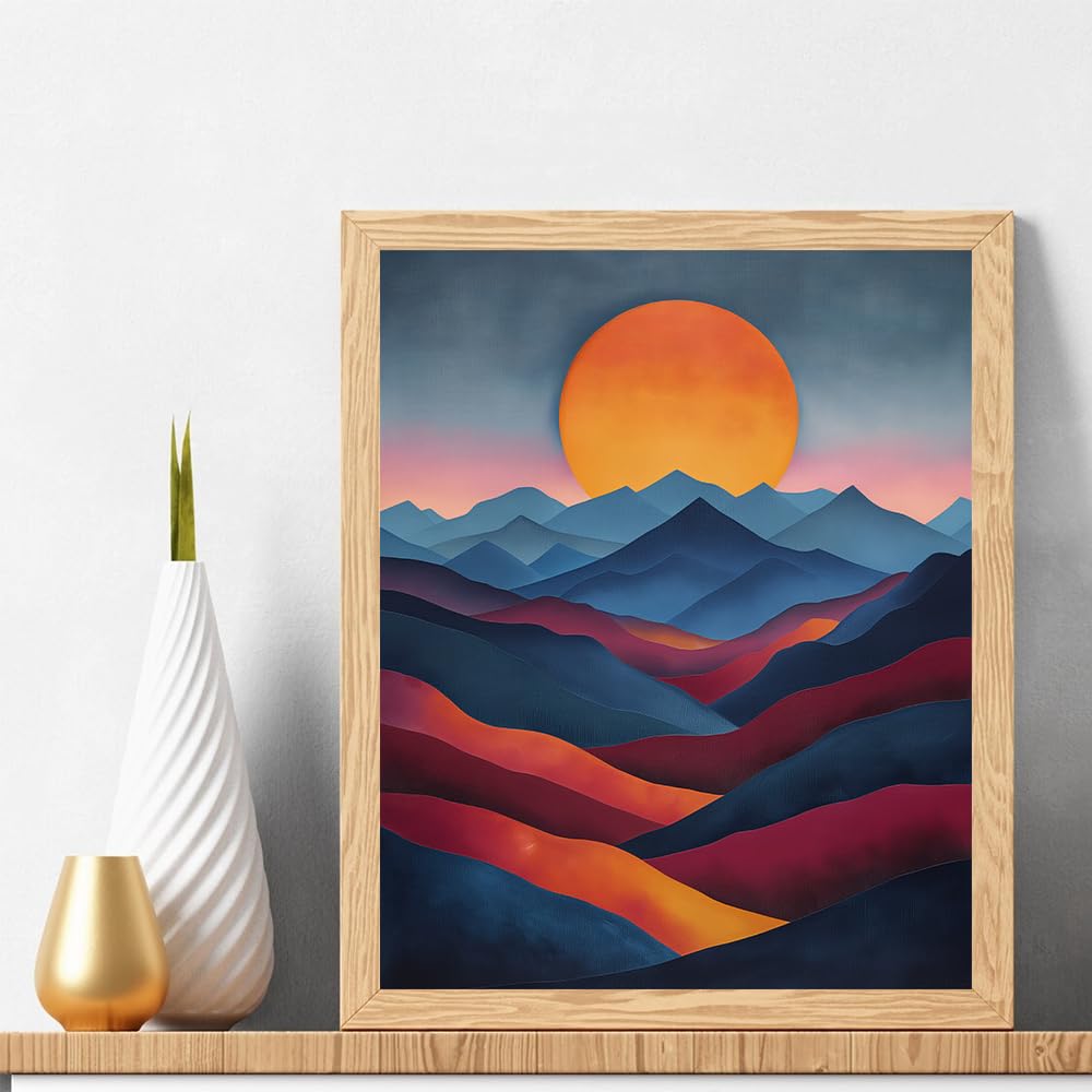 Natuyalo Paint by Numbers for Adults - DIY Adult Paint by Number Kits Painting on Canvas Mountain Painting by Numbers for Beginners, Sunset Landscape Art Craft Kits for Adults (16x20 Inch) Natuyalo