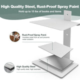 Mefirt Invisible Floating Bookshelves for Wall, 8 Tier Vertical Spine Book Tower, Heavy Duty Floating Book Shelves Metal Book Organizers for Home Office, 4 Pack(White) Mefirt