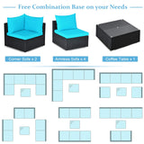 Tangkula 7 Piece Patio Furniture Set, Outdoor Sectional Sofa w/Pillows and Cushions, Wicker Sofa Conversation Set with Coffee Table, Patio Sofa and Tea Table Set for Garden, Lawn Tangkula