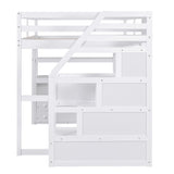 Harper & Bright Designs Full Size Loft Bed Frame with Stairs and Desk, Solid Wood Loft Bed with Storage Drawers and Bookshelf for Kids Teens Adults - White Harper & Bright Designs