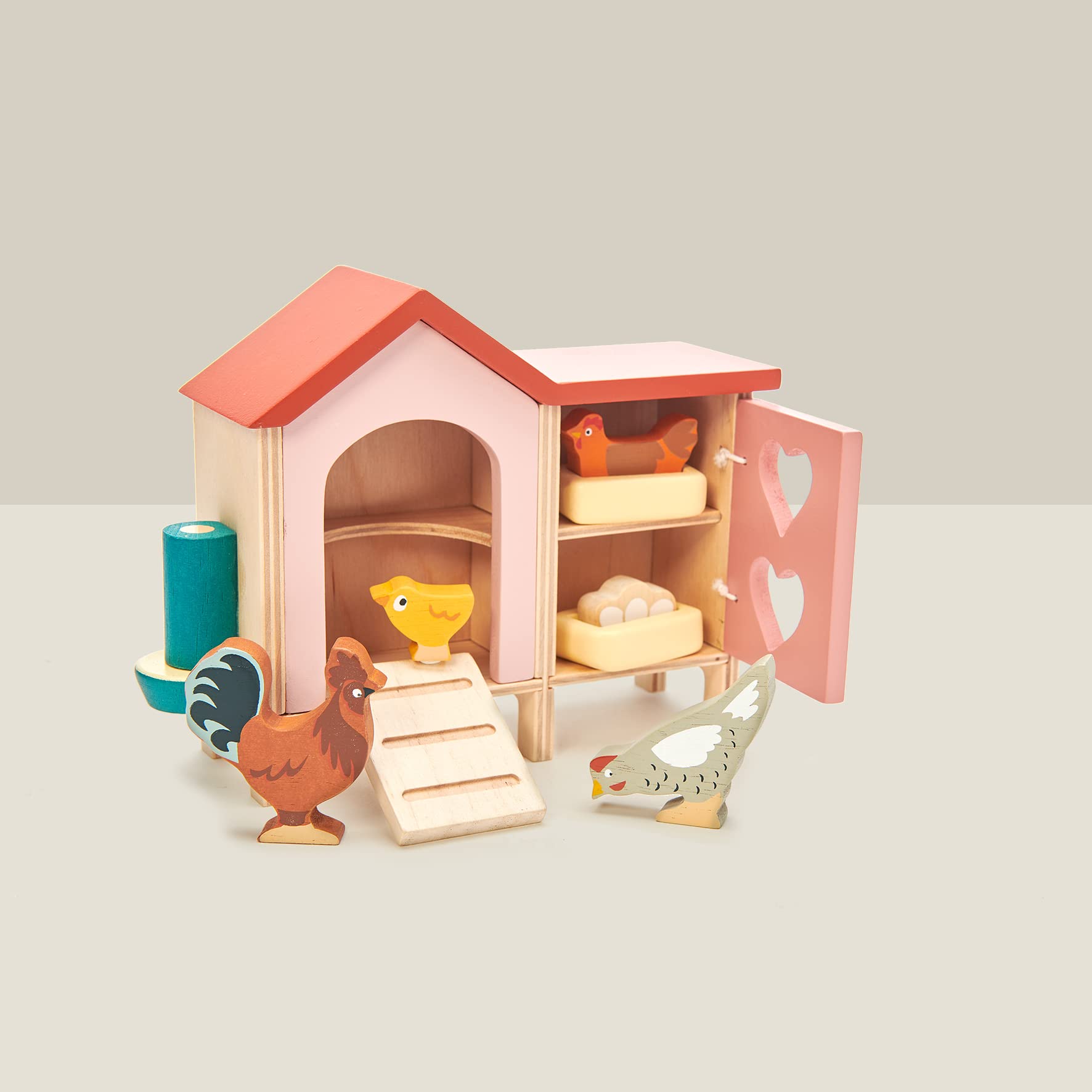 Tender Leaf Toys - Chicken Coop - 9 Pcs Miniature Henhouse Farm Animal Toys, Dollhouse Accessories Pretend Play Set for Kids Imaginative Play - Age 3+ - WoodArtSupply