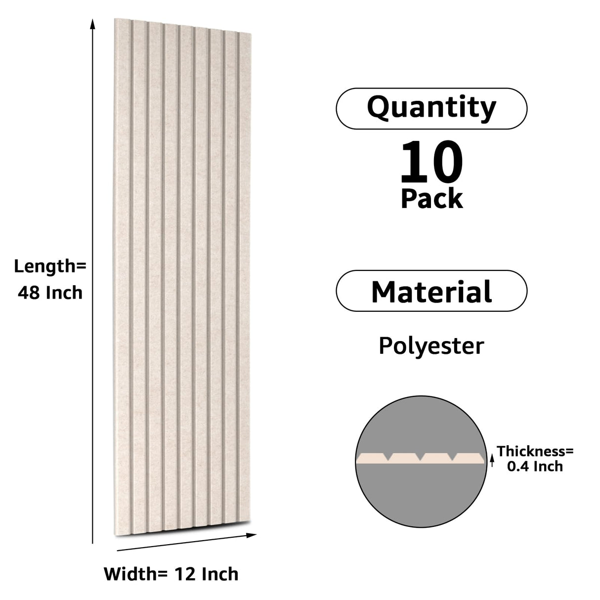 Art3dwallpanels 10 Pack Acoustic Panels, 48" X 12" X 0.35" Soundproof Wall Panels, Self Adhesive High Density Sound Absorbing Acoustic Treatment for Recording Studio, Office, Camel Art3dwallpanels