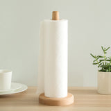 Bamboo Paper Towel Holder,DNIEBW Kitchen Paper Holder Countertop Stand up Towels Roll Stand Organizer Simply Standing Countertop Wooden Paper Fits Standard Roll Holder for Cabinet (Round Bottom) DNIEBW
