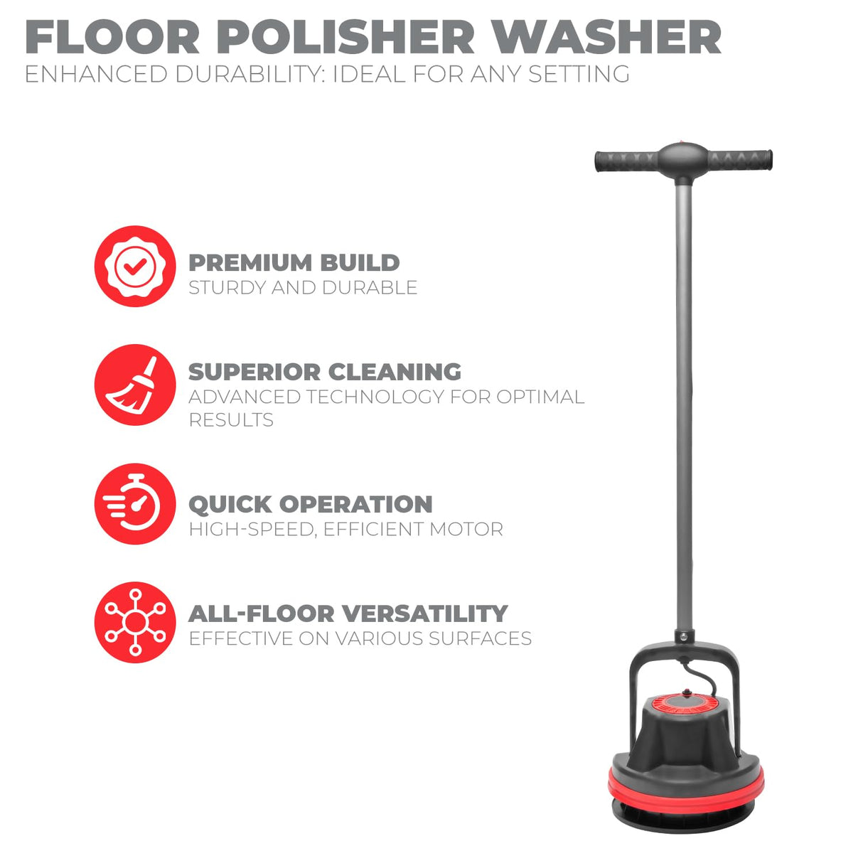 XtremepowerUS 10" Heavy Duty Single Pad Commercial Polisher Orbiter Hard Floor Polisher Cleaner Machine, Wide Cleaning Path Floor Cleaning, 39ft Cord XtremepowerUS