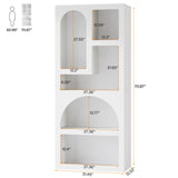 Tribesigns 70.87" Tall Geometric Bookshelf, White Arched Bookcase with 5 Irregular Storage Shelves, Modern Open Art Decor Display Shelf Free-Standing for Living Room, Bedroom, Closet Tribesigns