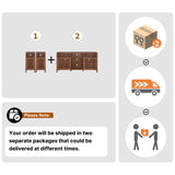 BVIUNTWO Farmhouse Brown TV Stand with Grille Doors, 7 Open Storage Compartments, 96" Media Console with Adjustable Shelves for Living Room BVIUNTWO