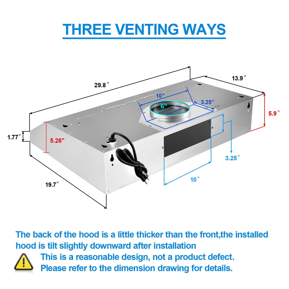 SNDOAS Range Hood 30 Inch Under Cabinet,Ductless Range Hoods with Touch Control,3-Venting Kitchen hood,Stainless Steel Vent Hood,Under Cabinet Range Hood 30 inch,Hood Vents for Kitchen 3 Speeds SNDOAS