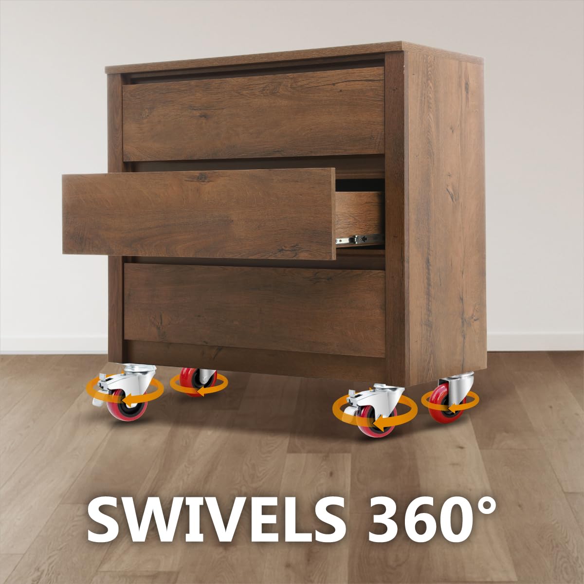 POWERTEC 2 Inch Swivel Caster Wheels Set of 4 with 400 lbs Loads, Heavy Duty Plate Casters (2 with Brakes & 2 without), PU Castor Wheels for Furniture, Cart, Dolly and Workbenches (17212) POWERTEC