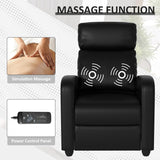 Massage Recliner Chair, Single Sofa Chair with Remote Control, Chair Recliner, Lazy Boy Recliner Chair, Living Room Recliners with Pu Leather Padded Seat Backrest, Recliner Chairs for Adults, Black MKDLUFEI