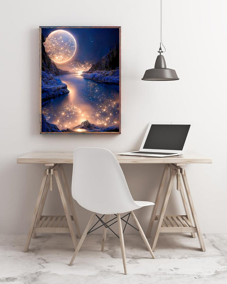 MIXFOSAHN Painting Pack of Adult 5D Diamond Painting Kit, DIY Full Diamond Art kit with Diamond Painting Crystal Art and Craft for Beginners 12x16 Inches Moon Lake MIXFOSAHN