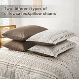 WONGS BEDDING 7 Pieces Brown Comforter Set King Size,Boho Bed in a Bag Geometric Stripe Comforter Reversible Soft Microfiber Bedding Set with Pillowcases & Shams,Flat Sheet,Fitted Sheet WONGS BEDDING