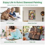 Kulvci Cat Diamond Painting Kits for Adults, Diamond Art Kits for Beginners, 5D DIY Full Drill Gem Craft for Home Decor Gift 12x16inch Kulvci