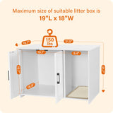 Dwanton Litter Box Enclosure, Cat Litter Box Furniture Hidden, with Scratching Mat, Wooden Cat Washroom Indoor, Fit Most of Litter Box, 31.5" L x 19.7" W x 21.7" H, White Dwanton
