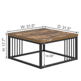 FOLUBAN Modern Coffee Table, Square Center Table for Living Room, Industrial Rustic Wood and Metal Cocktail Tea Table, 31.5 Inch, Brown FOLUBAN