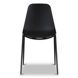 POLY & BARK Isla Modern Kitchen Chairs Set of 4 - Plastic Dining Chair with Metal Legs - Quick Assembly Simple Cafe Chairs Plastic for Indoor or Outdoor - Ebony Black POLY & BARK