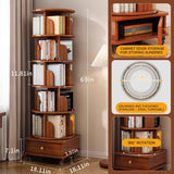 Rotating Bookshelf 6 Tier, 360° Spinning Bookshelf Tower with Lockable Wheels, Corner Shelf for Small Spaces, Kids Room, Living Room, Bedroom, Office Storage Solution, Walnut Revolving Bookcase VireoNest