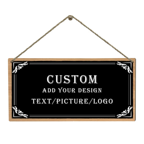 Dacawin Custom Sign Personlized Wood Sign for Door Add Your Text Picture Logo to Design Your Personal Signs Customizable Wooden Wall Door Plaque for Home Business Office Decor 6x12 Inch Dacawin
