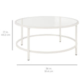 Best Choice Products 36in Modern Round Tempered Glass Accent Side Coffee Table for Living Room, Dining Room, Tea, Home Décor w/Metal Frame, Non-Marring Foot Caps - White Best Choice Products