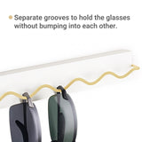 Mkono 2 Pack Wall Mounted Sunglasses Organizer Wood Sunglass Holder for Wall Modern Eyeglass Storage Hanging Eyewear Display Jewelry Rack for Entryway Living Room Bedroom, White Mkono