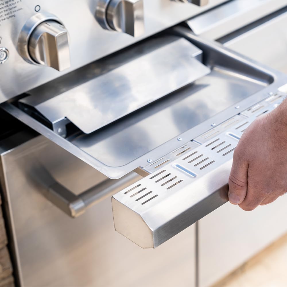 Spire 5-Burner Built-in Propane Gas Stone Island Grill w/Rear Burner, 63,000BTUs, 758 sq.in. Cooking Area, Convertible to Natural Gas, Pullout Trash Bin, 2 Halogen Light - 860-0032 Spire