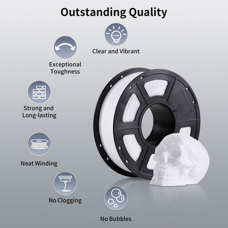 ANYCUBIC PETG Filament 1.75mm, 3D Printer Filament, Dimensional Accuracy +/- 0.02mm, Exceptional Toughness, Print with Most FDM 3D Printers, 1KG Spool, White ANYCUBIC