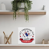 Patriotic Sign Independence Day Decoration Happy 4th of July Decor Wooden Box Sign Desk Decoration Square Wood Sign Wood Block Plaque Box Sign for Shelf Home 5 x 5 Inches YXSEZ