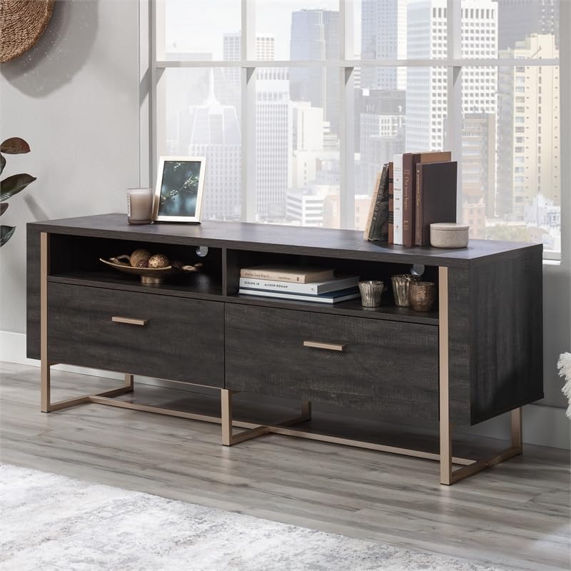 Sauder Walter Heights Engineered Wood Credenza in Blade Walnut - WoodArtSupply