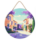 Figured'Art Paint by Numbers Kit for Adults on Wood Slice, 11.8in Diameter - Provence Spring - Craft Art Painting DIY Canvas Figured'Art