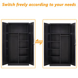 STANI Metal Storage Cabinet, 72" Locking Metal Storage Cabinet with Shelves and Hanging Rod, Metal Cabinet with 2 Doors and Lock for Home, Garage, Office (Black) STANI