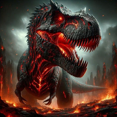 Generic 5D DIY Diamond Art Painting Volcanic Dinosaur 16x16 inches for Adults, Full Round Drill Rhinestone Embroidery for Wall Decoration, SUKIMI006 WoodArtSupply