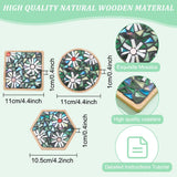 WEBEEDY 3 Styles DIY Mosaic Craft Kit Easy to Make DIY Flower Mosaic Bamboo Coasters Kits for Adults Beginner, Green Glass Mosaic Tiles with Blank Base Tray for Handmade Art Home Decor WEBEEDY
