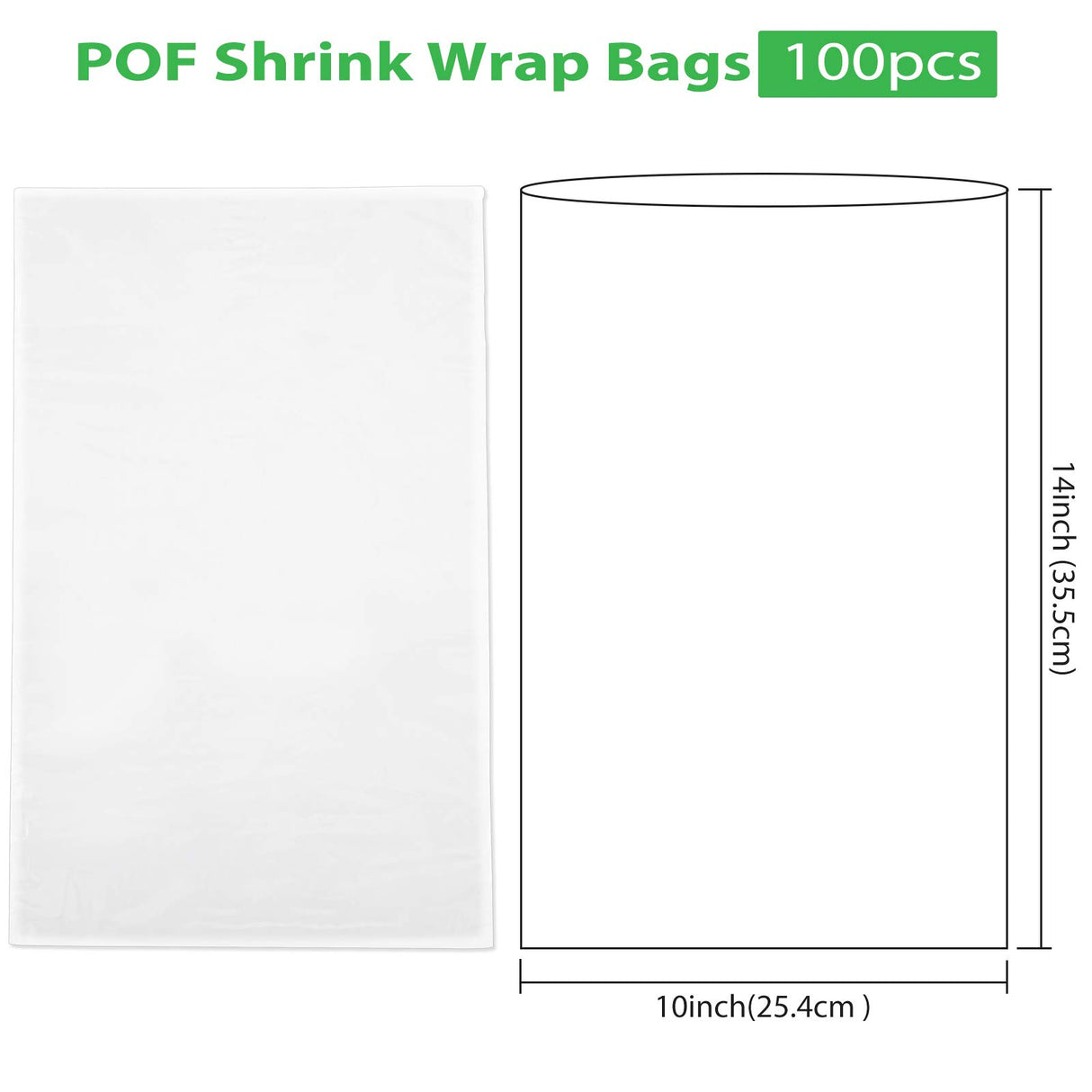 100 Pieces Heat Shrink Wrap Bags 10 x 14 Inch Clear Odorless Heat Shrink Film Wrap POF Heat Shrink Wrap for Bottles, DIY Handmade Crafts, Shoes Dust-Proof Packaging Zonon