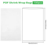 100 Pieces Heat Shrink Wrap Bags 10 x 14 Inch Clear Odorless Heat Shrink Film Wrap POF Heat Shrink Wrap for Bottles, DIY Handmade Crafts, Shoes Dust-Proof Packaging Zonon