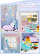 Kisoy Dollhouse Miniature with Furniture Kit, DIY 3D Wooden DIY House Kit A Corner of a Small Apartment Style with Dust Cover & LED,Handmade Tiny House Toys for Kids Adults Gift (Toy Room) Kisoy