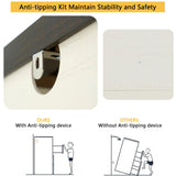 Hlivelood Farmhouse 9 Drawer Dresser with LED Lights, 63" Wide Large Chest of Drawers for Bedroom, Modern Wood Dresser Storage Organizer with Charging Station for Living Room, Bedroom, Rustic White Hlivelood