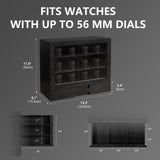 AUTOARK Wooden Watch Sunglass Display Case,12 Watch Box with Jewelry Drawer,Watch Eyeglass Holder with Window,Vertical Storage,Gift Idea,Black,AW-184 AUTOARK