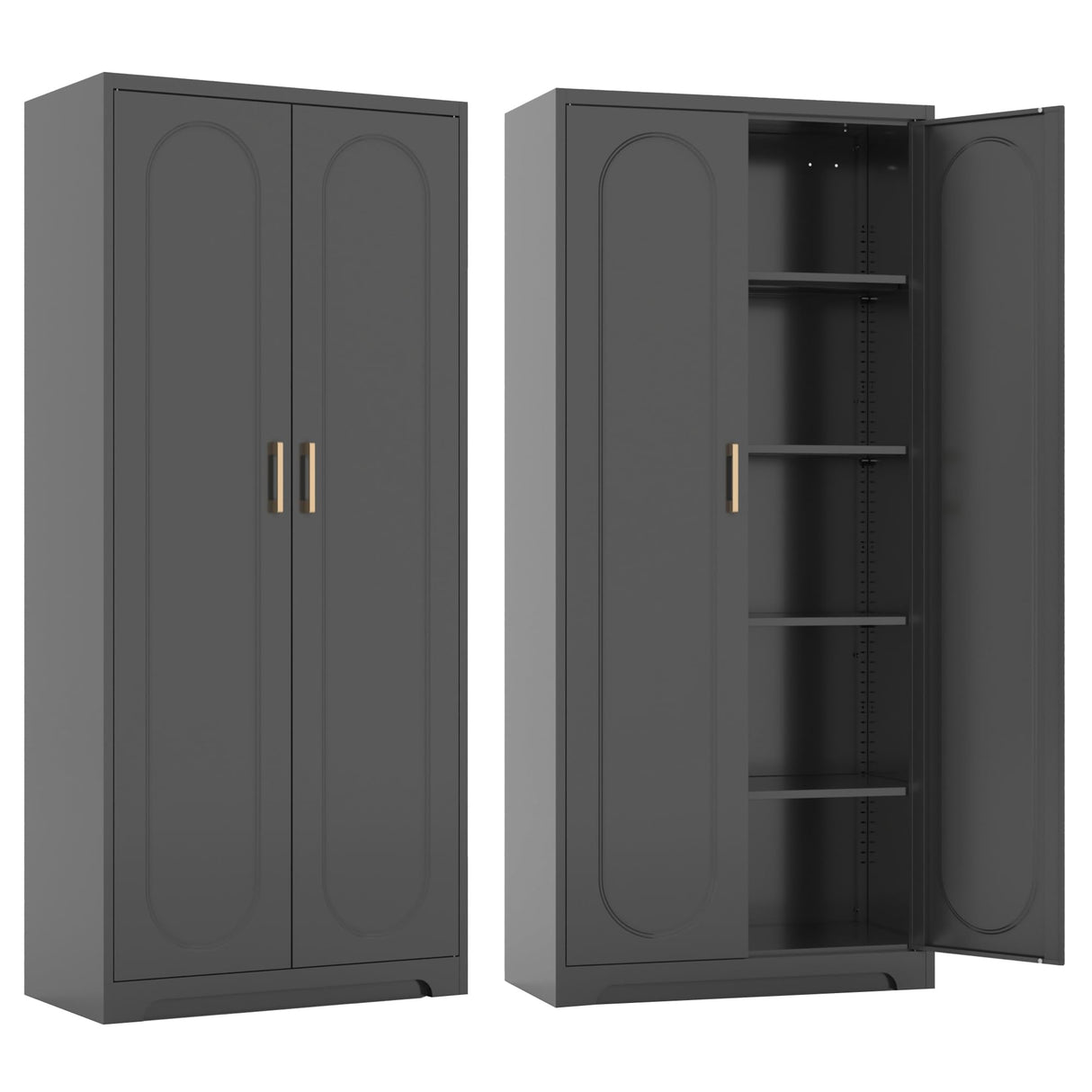 SteeLoong Metal Kitchen Storage Cabinet,71”Pantry Cabinet with Doors and 4 Adjustable Shelves,Tall Black Cabinet for Pantry, Laundry Room,Living Room,Dinning Room SteeLoong