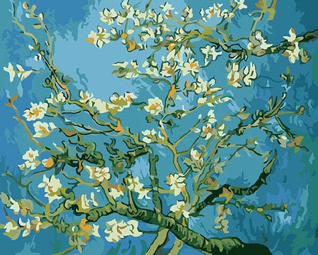 YEESAM ART Paint by Numbers for Adults, Almond Blossom by Van Gogh Flowers 16x20 Inch Linen Canvas Acrylic DIY Number Painting Kits Wall Art Decor Gifts (Without Frame) YEESAM ART