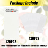 Car Coaster Packaging for Selling, 120PCS Sublimation Car Coasters Display Hanging Bags with 120PCS Cards, Car Coasters Display Cards 6.8 * 3", Pack Two 2.75" Coasters (not Included) (White) BigKing