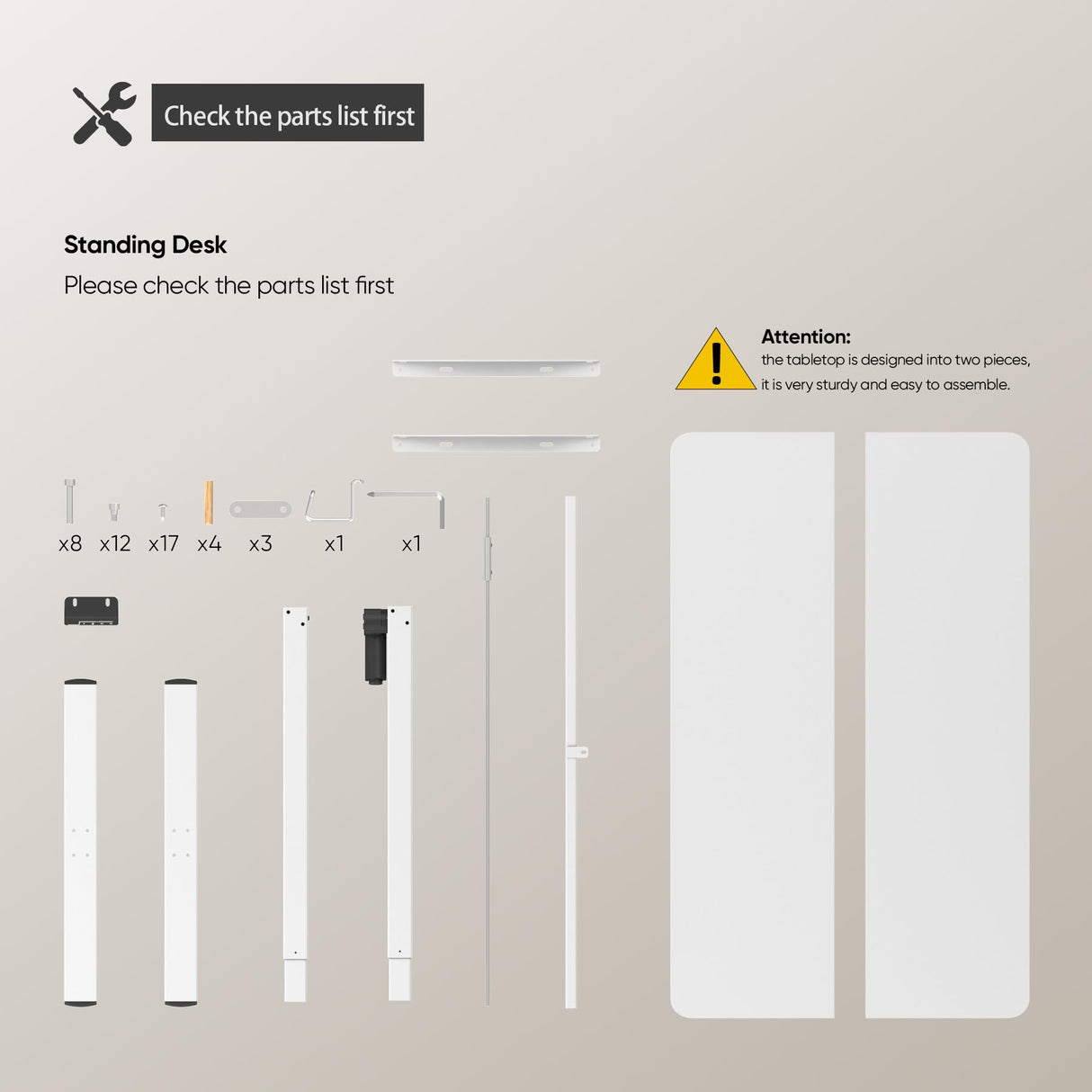 LongKe Electric Standing Desk Adjustable Height, Stand up Home Office Desk, 55x24 Inches Sit Stand Desk with Memory Preset, White LongKe